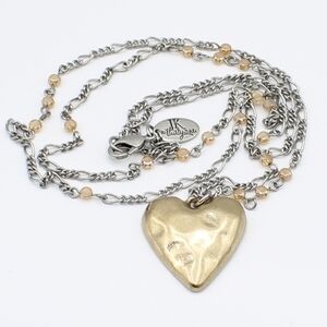 Loving heart two tone necklace